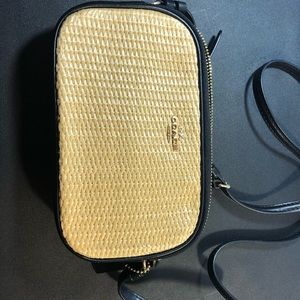 Coach black and straw crossbody